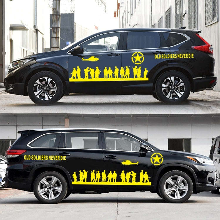 2 PCS/Set D-84 Old Soldiers Pattern Car Modified Decorative Sticker(Yellow)