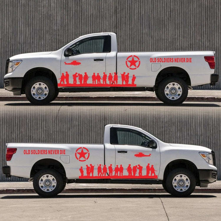 2 PCS/Set D-84 Old Soldiers Pattern Car Modified Decorative Sticker(Red)