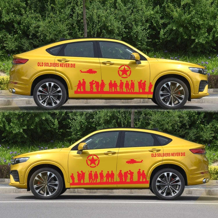2 PCS/Set D-84 Old Soldiers Pattern Car Modified Decorative Sticker(Red)