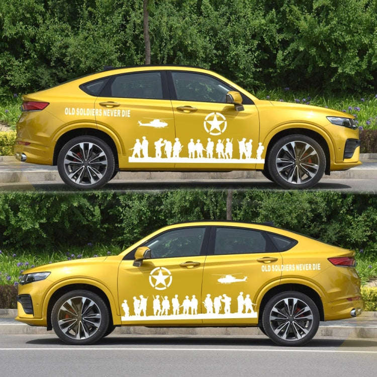 2 PCS/Set D-84 Old Soldiers Pattern Car Modified Decorative Sticker(White)