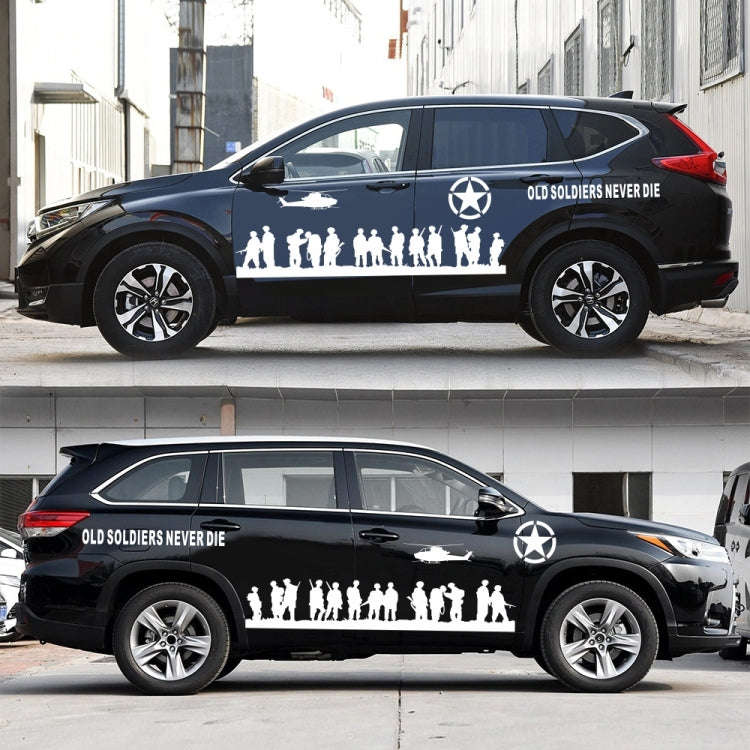 2 PCS/Set D-84 Old Soldiers Pattern Car Modified Decorative Sticker(White)
