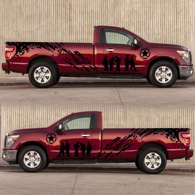 2 PCS/Set D-123 Soldiers Pattern Car Modified Decorative Sticker(Black)