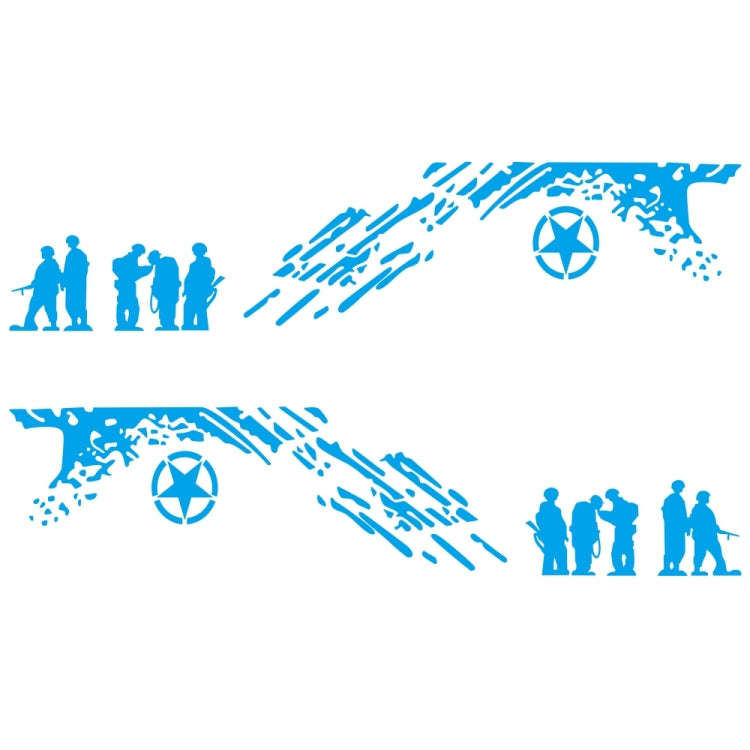 2 PCS/Set D-123 Soldiers Pattern Car Modified Decorative Sticker(Blue)