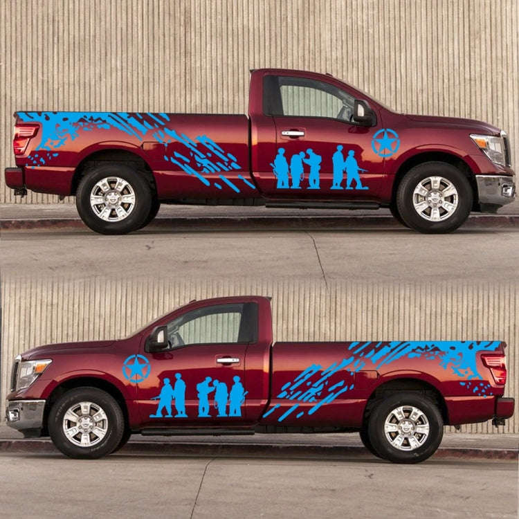 2 PCS/Set D-123 Soldiers Pattern Car Modified Decorative Sticker(Blue)