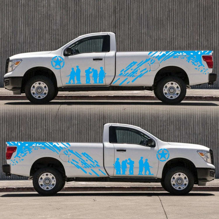 2 PCS/Set D-123 Soldiers Pattern Car Modified Decorative Sticker(Blue)