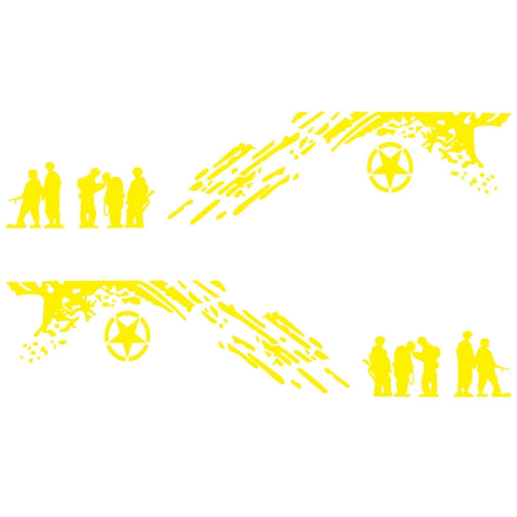 2 PCS/Set D-123 Soldiers Pattern Car Modified Decorative Sticker(Yellow)