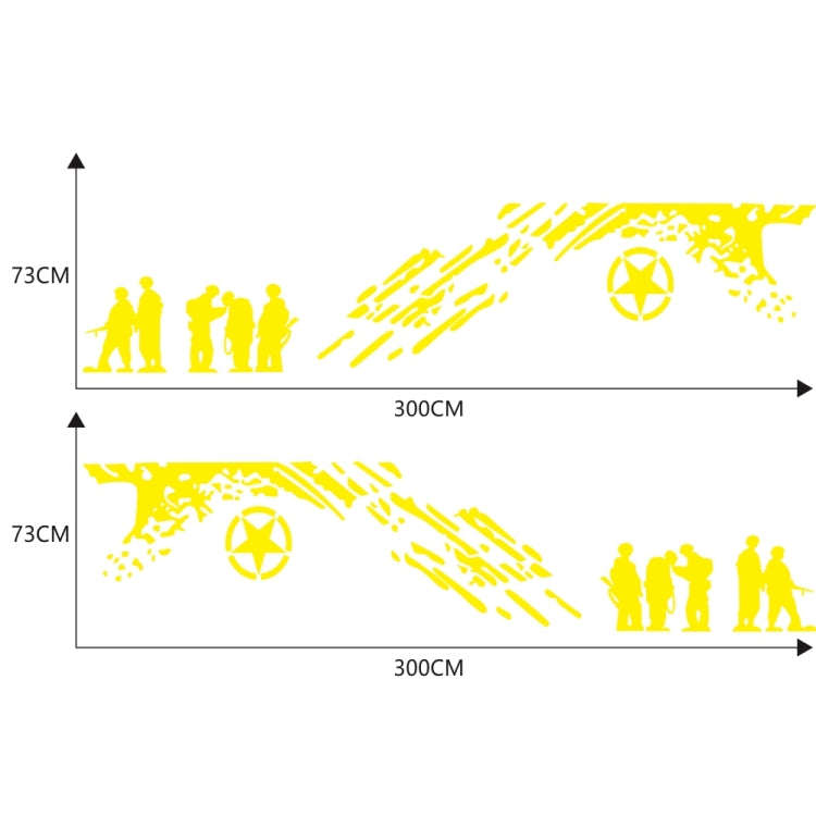 2 PCS/Set D-123 Soldiers Pattern Car Modified Decorative Sticker(Yellow)