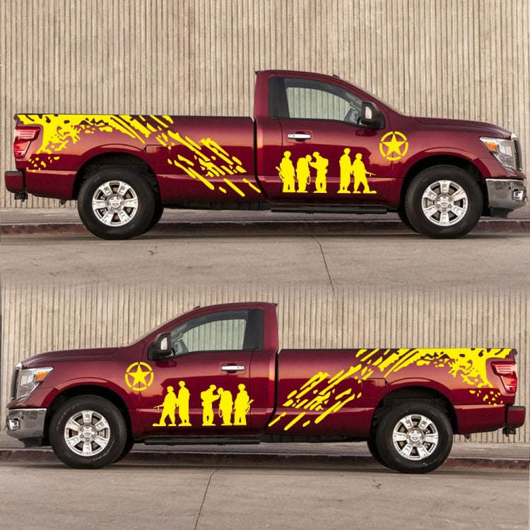 2 PCS/Set D-123 Soldiers Pattern Car Modified Decorative Sticker(Yellow)