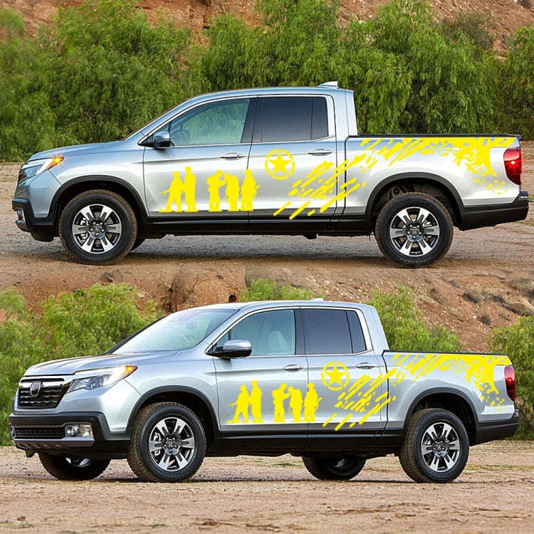 2 PCS/Set D-123 Soldiers Pattern Car Modified Decorative Sticker(Yellow)
