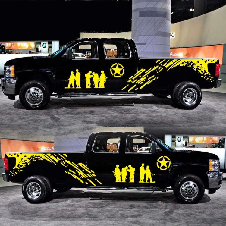 2 PCS/Set D-123 Soldiers Pattern Car Modified Decorative Sticker(Yellow)