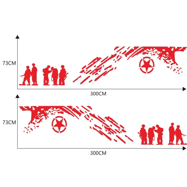 2 PCS/Set D-123 Soldiers Pattern Car Modified Decorative Sticker(Red)