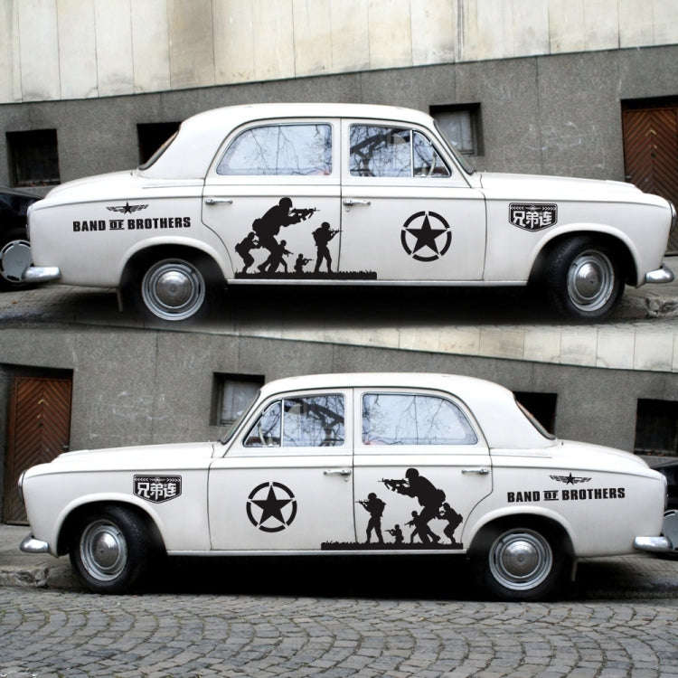 2 PCS/Set D-135 Band of Brothers Pattern Car Modified Decorative Sticker(Black)