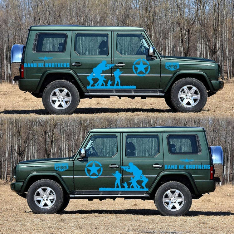 2 PCS/Set D-135 Band of Brothers Pattern Car Modified Decorative Sticker(Blue)