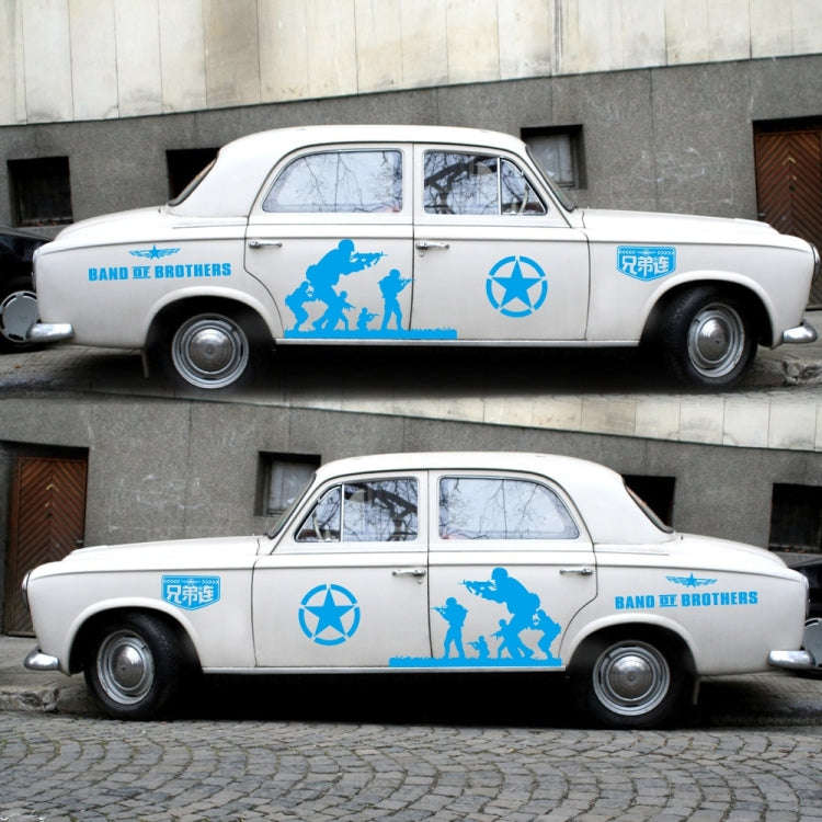 2 PCS/Set D-135 Band of Brothers Pattern Car Modified Decorative Sticker(Blue)
