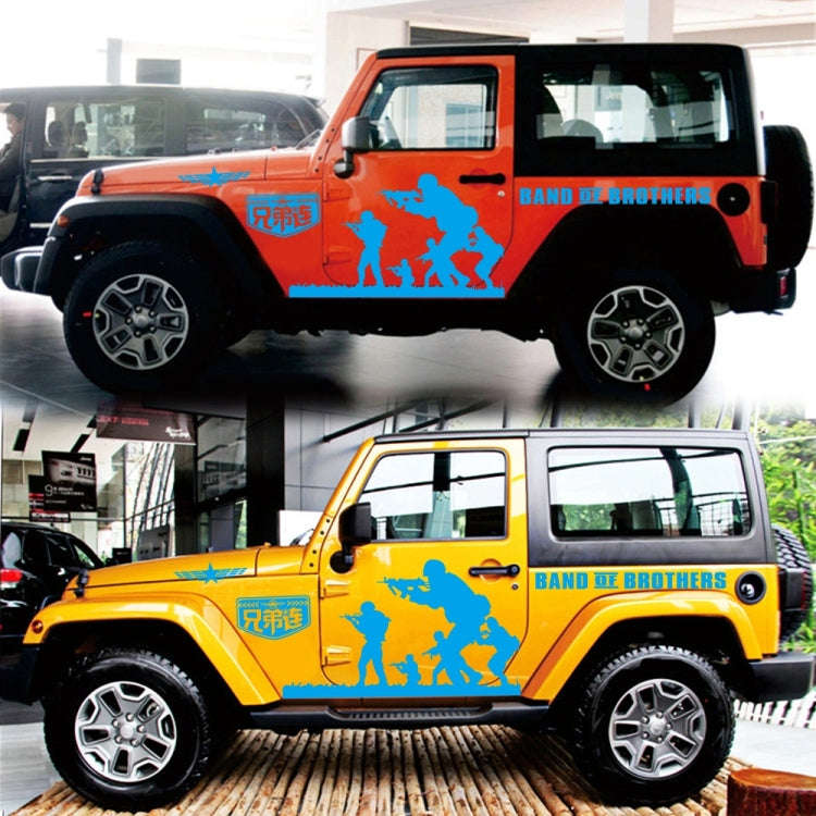 2 PCS/Set D-135 Band of Brothers Pattern Car Modified Decorative Sticker(Blue)
