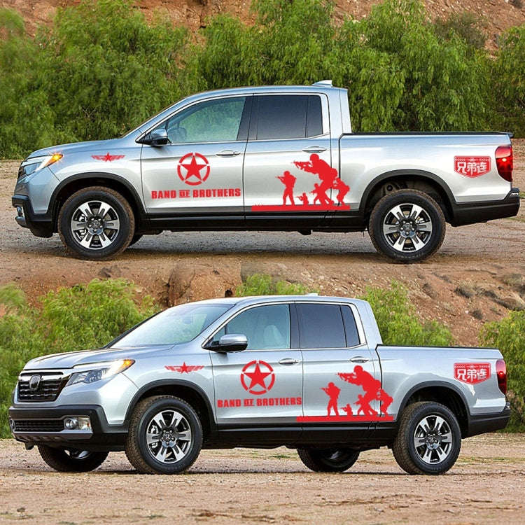 2 PCS/Set D-135 Band of Brothers Pattern Car Modified Decorative Sticker(Red)