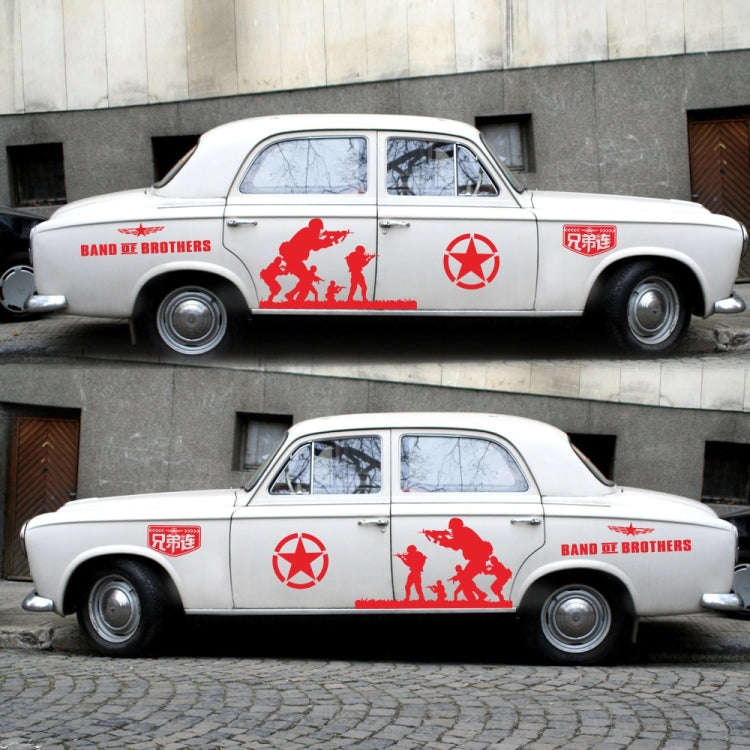 2 PCS/Set D-135 Band of Brothers Pattern Car Modified Decorative Sticker(Red)