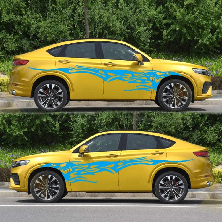2 PCS/Set D-144 Fire Element Pattern Car Modified Decorative Sticker(Blue)