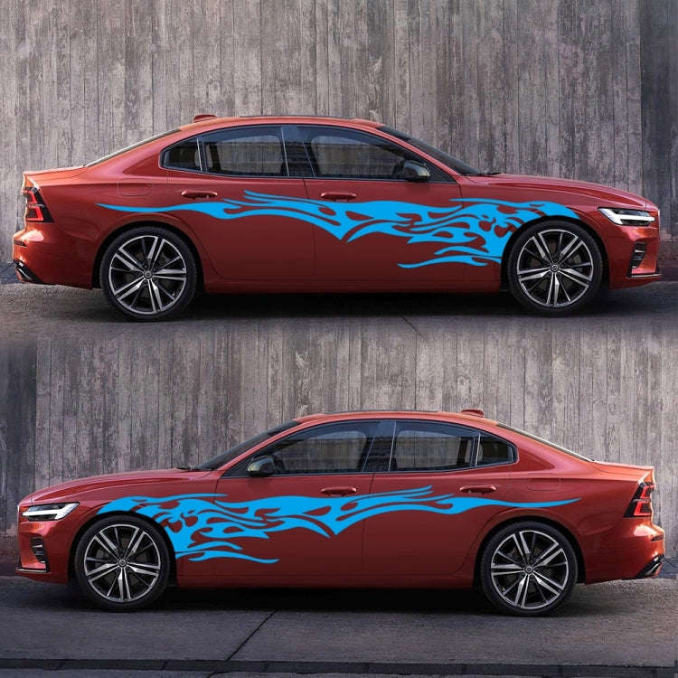 2 PCS/Set D-144 Fire Element Pattern Car Modified Decorative Sticker(Blue)