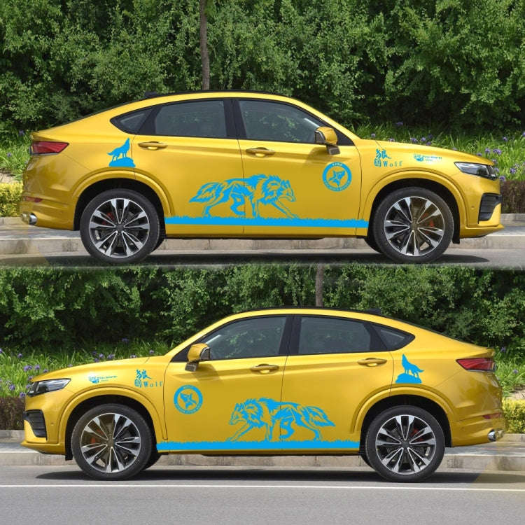 2 PCS/Set D-180 Wolf Totem Pattern Car Modified Decorative Sticker(Blue)