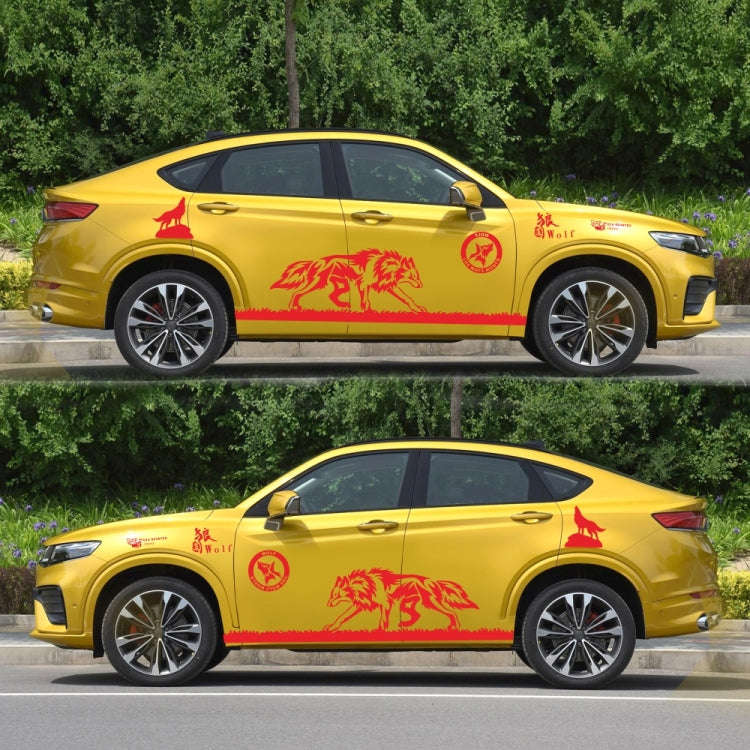2 PCS/Set D-180 Wolf Totem Pattern Car Modified Decorative Sticker(Red)