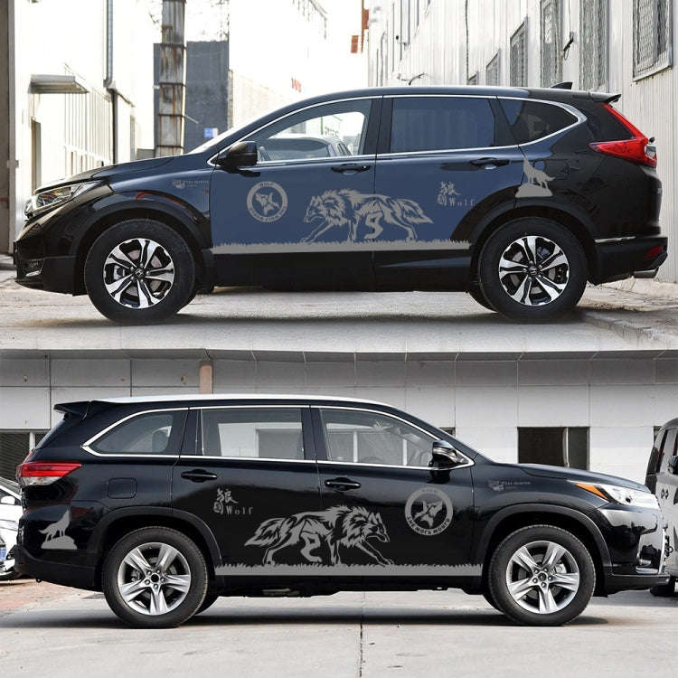 2 PCS/Set D-180 Wolf Totem Pattern Car Modified Decorative Sticker(Light Grey)