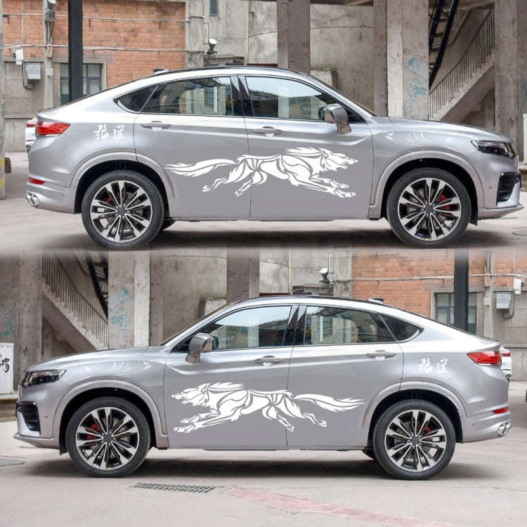 2 PCS/Set D-218 Wolf Totem Pattern Car Modified Decorative Sticker(White)
