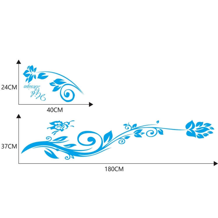 2 PCS/Set D-251 Butterfly Love Flowers Pattern Car Modified Decorative Sticker(Blue)