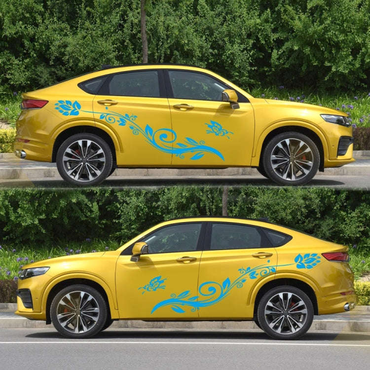 2 PCS/Set D-251 Butterfly Love Flowers Pattern Car Modified Decorative Sticker(Blue)