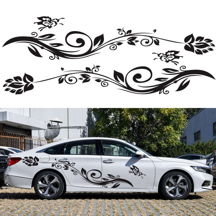 2 PCS/Set D-251 Butterfly Love Flowers Pattern Car Modified Decorative Sticker(Red)