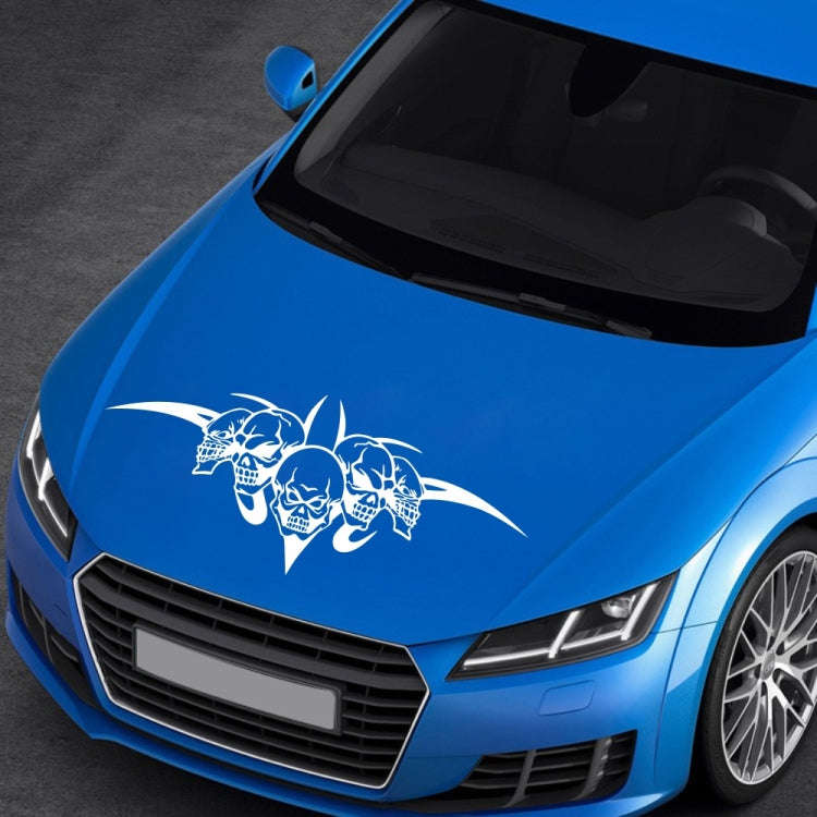 D-299 Skull Pattern Car Modified Hood Decorative Sticker(White)