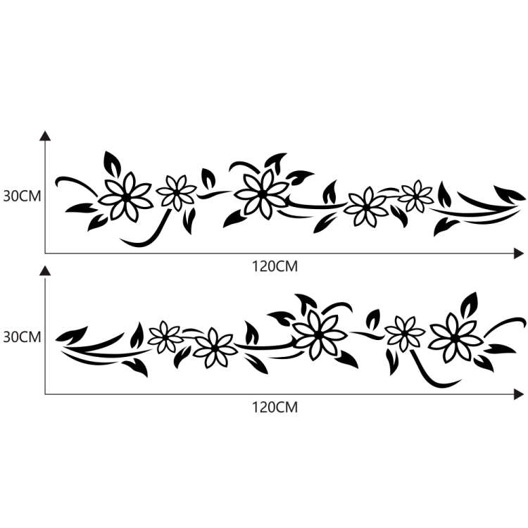 2 PCS/Set D-378 Flower Totem Pattern Car Modified Decorative Sticker(Black)