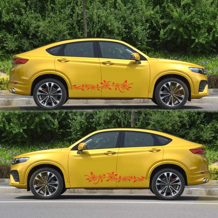 2 PCS/Set D-378 Flower Totem Pattern Car Modified Decorative Sticker(Red)