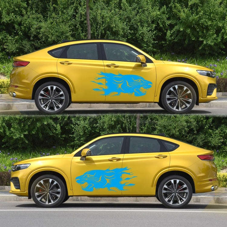 2 PCS/Set D-417 Lion Pattern Car Modified Decorative Sticker(Blue)