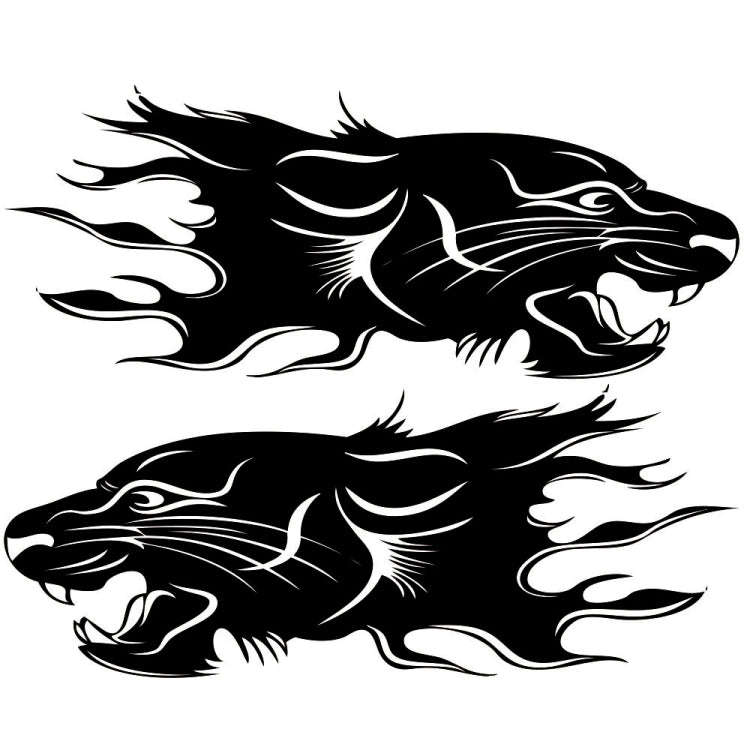 2 PCS/Set D-417 Lion Pattern Car Modified Decorative Sticker(Black)