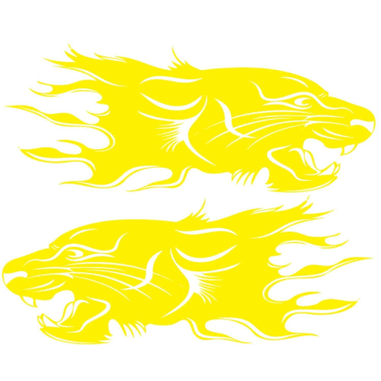 2 PCS/Set D-417 Lion Pattern Car Modified Decorative Sticker(Yellow)