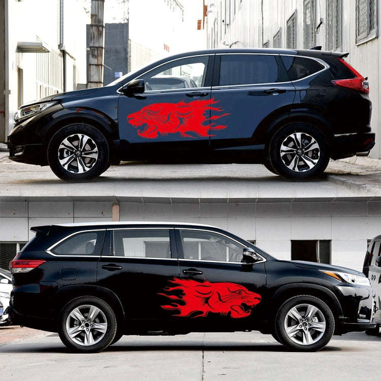 2 PCS/Set D-417 Lion Pattern Car Modified Decorative Sticker(Red)