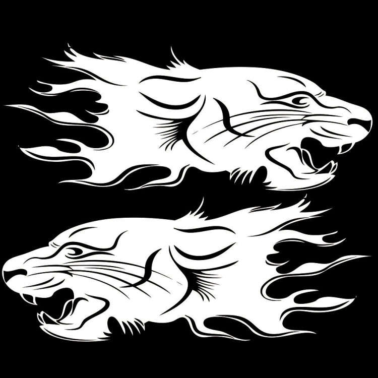 2 PCS/Set D-417 Lion Pattern Car Modified Decorative Sticker(White)