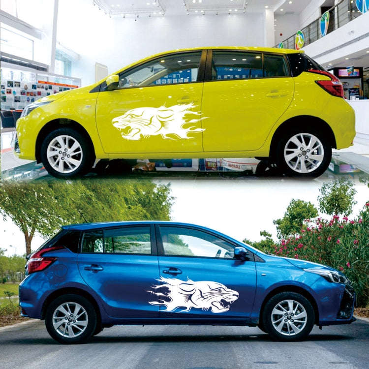 2 PCS/Set D-417 Lion Pattern Car Modified Decorative Sticker(White)