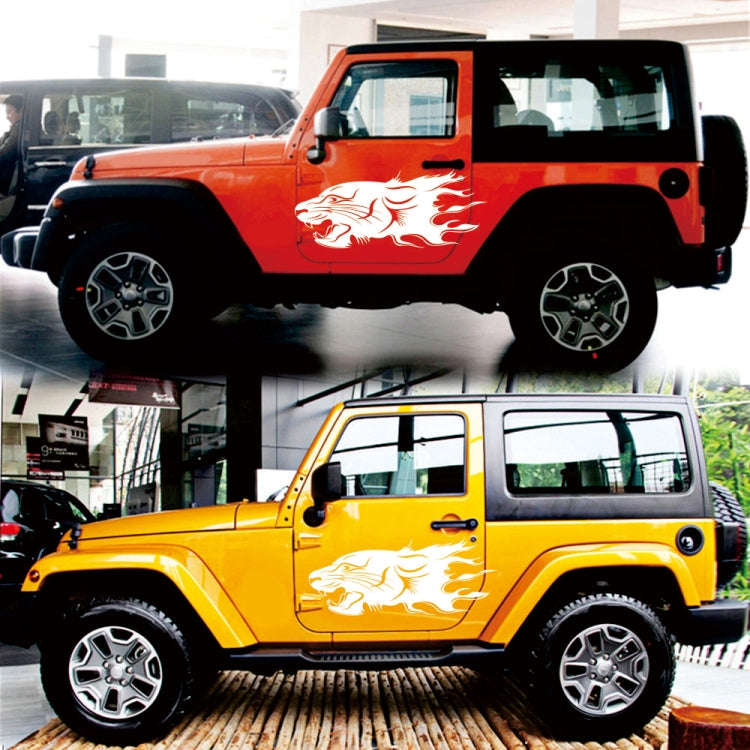 2 PCS/Set D-417 Lion Pattern Car Modified Decorative Sticker(White)