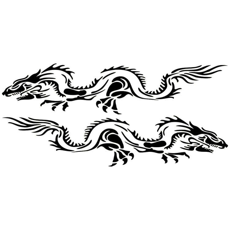 2 PCS/Set D-418 Dragon Totem Tribe Pattern Car Modified Decorative Sticker(Black)