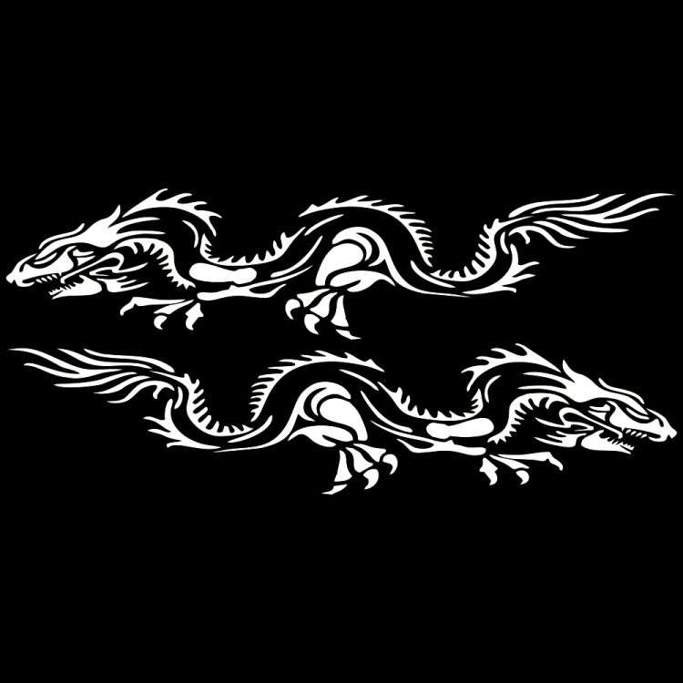 2 PCS/Set D-418 Dragon Totem Tribe Pattern Car Modified Decorative Sticker(White)