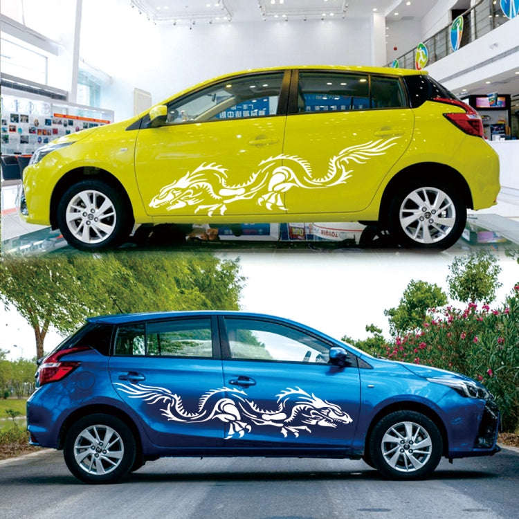 2 PCS/Set D-418 Dragon Totem Tribe Pattern Car Modified Decorative Sticker(White)