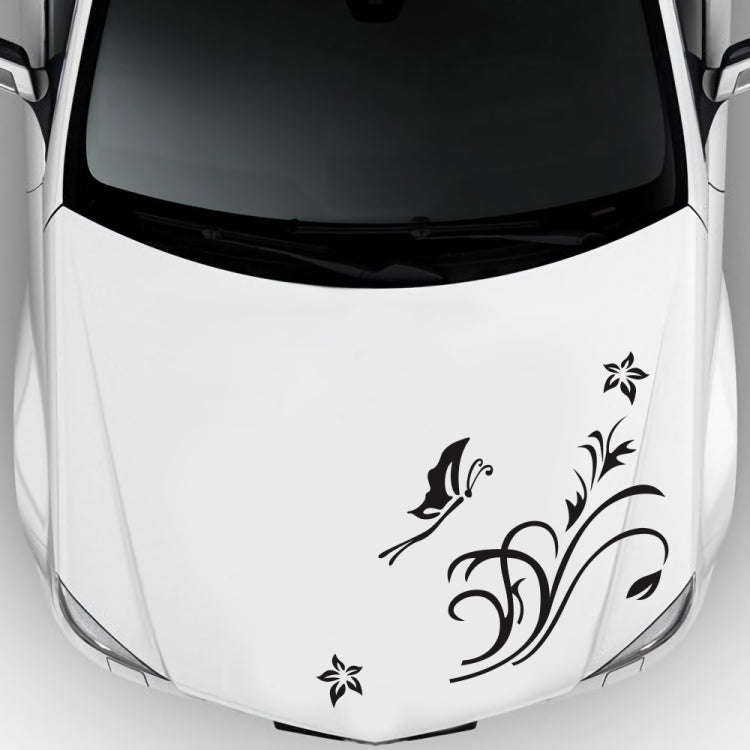 D-462 Butterfly Loves Flowers Pattern Car Modified Decorative Sticker(Black)