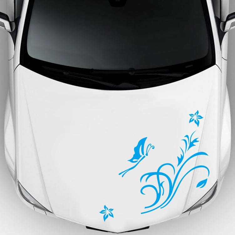 D-462 Butterfly Loves Flowers Pattern Car Modified Decorative Sticker(Blue)