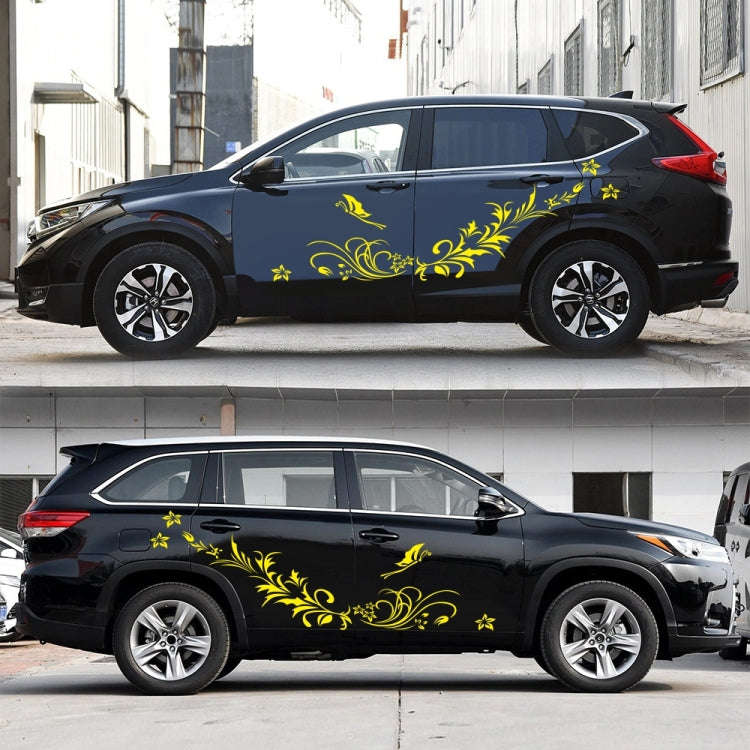 D-462 Butterfly Loves Flowers Pattern Car Modified Decorative Sticker(Yellow)