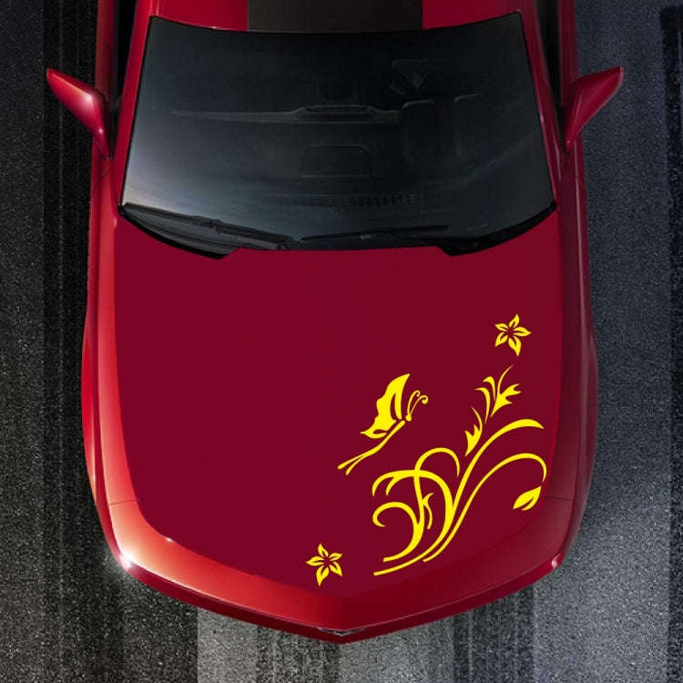 D-462 Butterfly Loves Flowers Pattern Car Modified Decorative Sticker(Yellow)