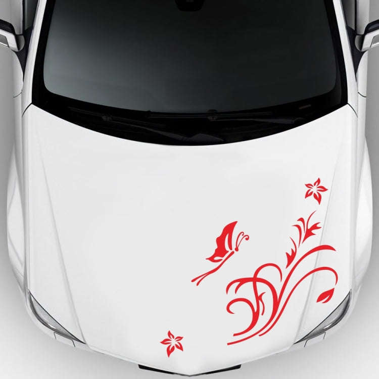 D-462 Butterfly Loves Flowers Pattern Car Modified Decorative Sticker(Red)