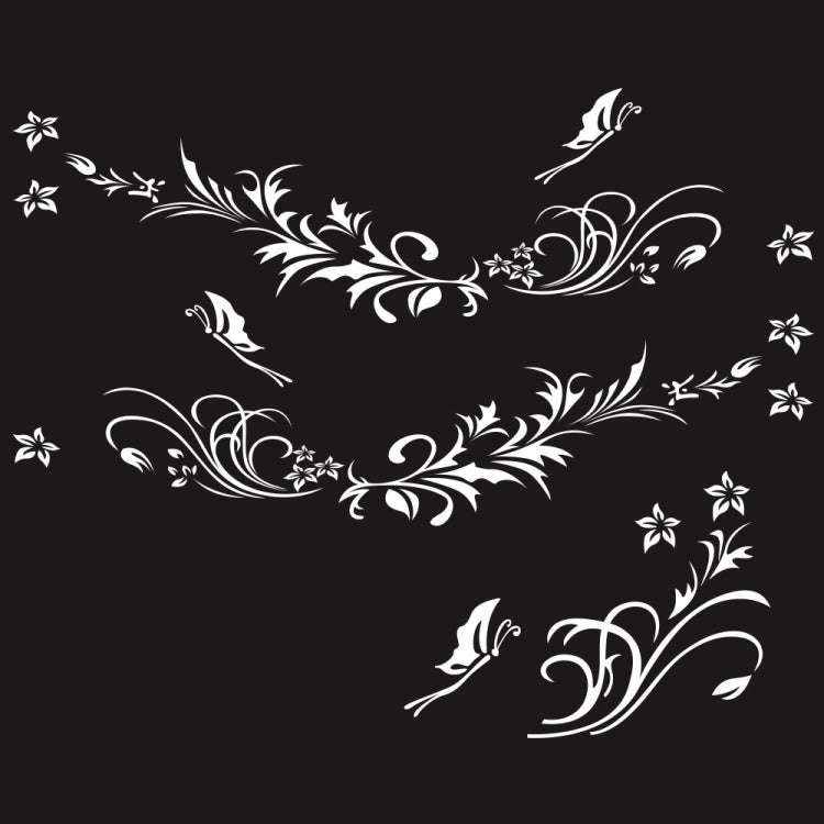 D-462 Butterfly Loves Flowers Pattern Car Modified Decorative Sticker(White)
