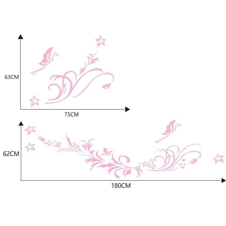 D-462 Butterfly Loves Flowers Pattern Car Modified Decorative Sticker(Pink)